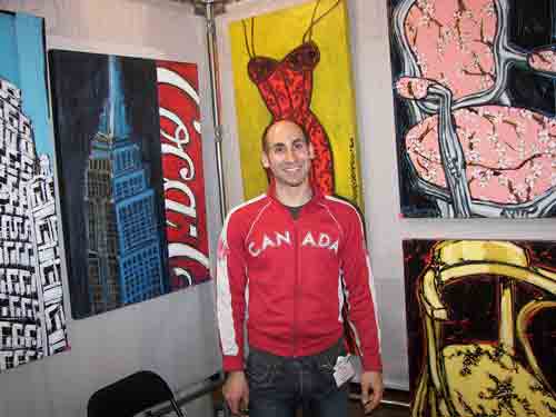 Mark Jeremy Gleberzon's acrylic paintings on canvas are real eye-grabbers; yeah, Mark's Canadian.  Paradise City Arts Festival.
