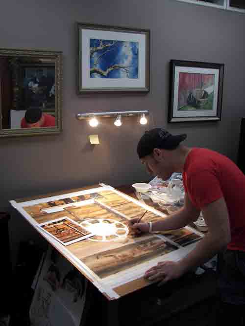 Artist Andrew M. Kish III, working in his studio @ The Banana Factory.